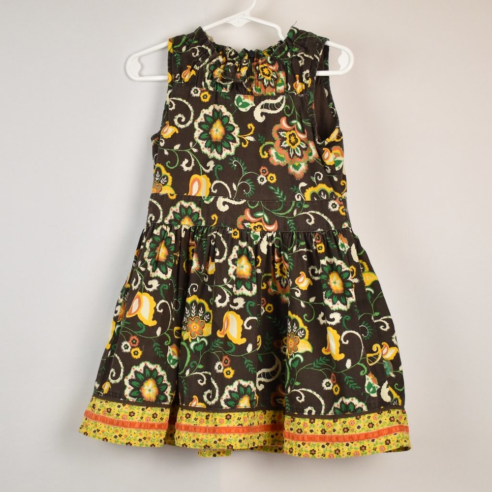 Paglie Children Fall Color Floral Print Sleveless Dress Size Euro 98 (3T-4T US)